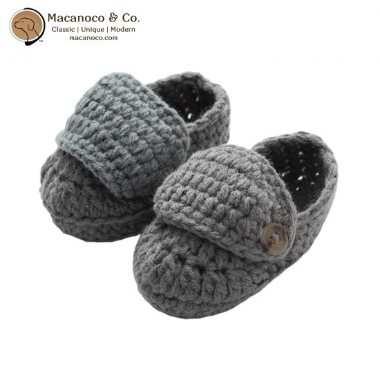 1424 Crochet Button Loafer Shoe Grey 1