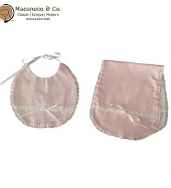 1123 Pink Cotton Pique Burp Cloth and Bib Set