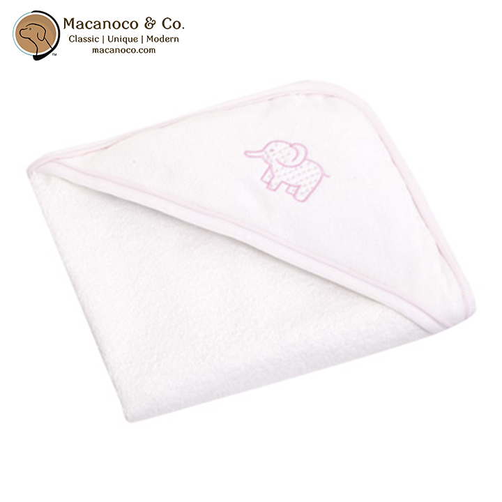 Jojo Maman Bebe Elephant Embroidered Hooded Towel Pink Macanoco And Co