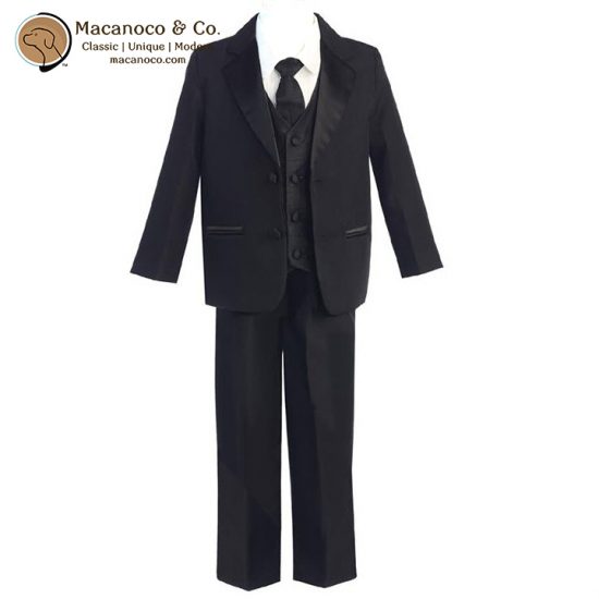 7515 Two-button Tuxedo - Vest & Necktie Black