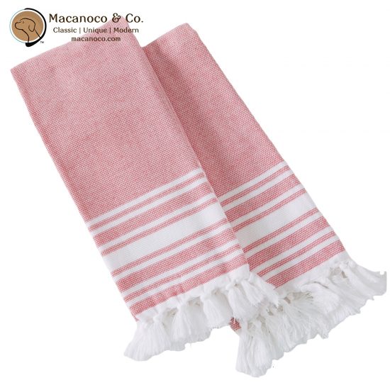 3105 Red Kitchen Towel with Fouta Design 18x28in 1