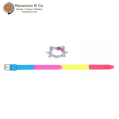 YUMBRAC Yummy Gummy Scented Bracelet - Blue Pink Kitty Rhinestone Charm