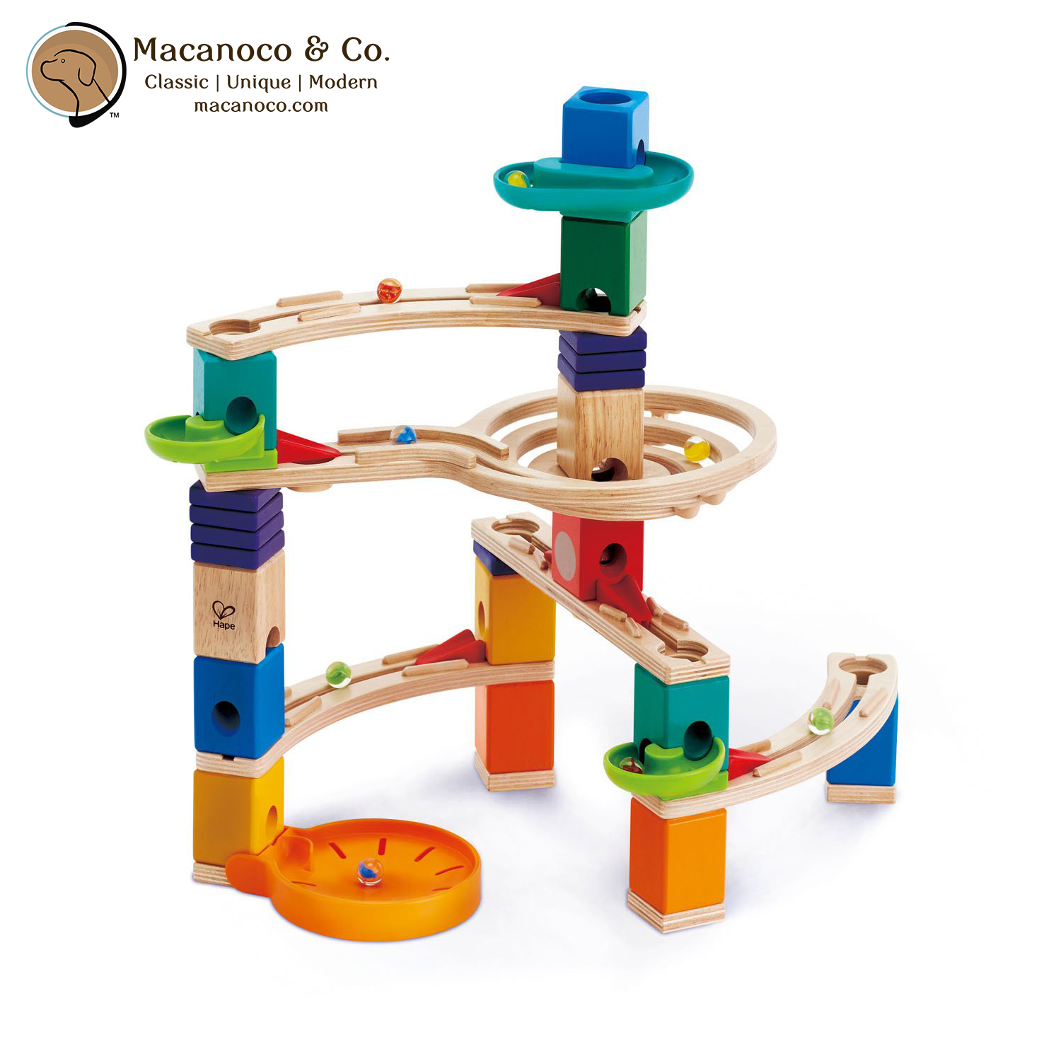 wooden marble run toy