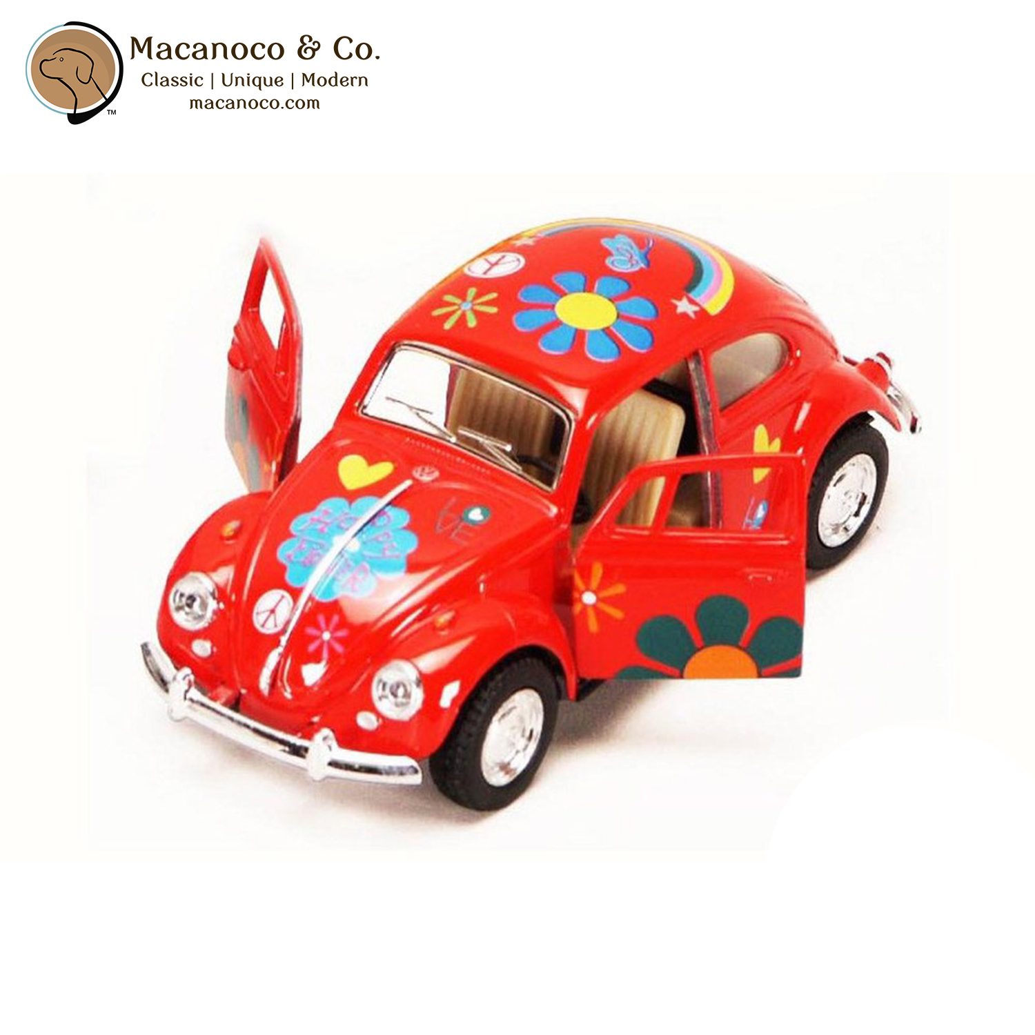 Kinsmart 1967 VW Classic Beetle Happy Flower 1:32 Scale Die Cast Toy ...