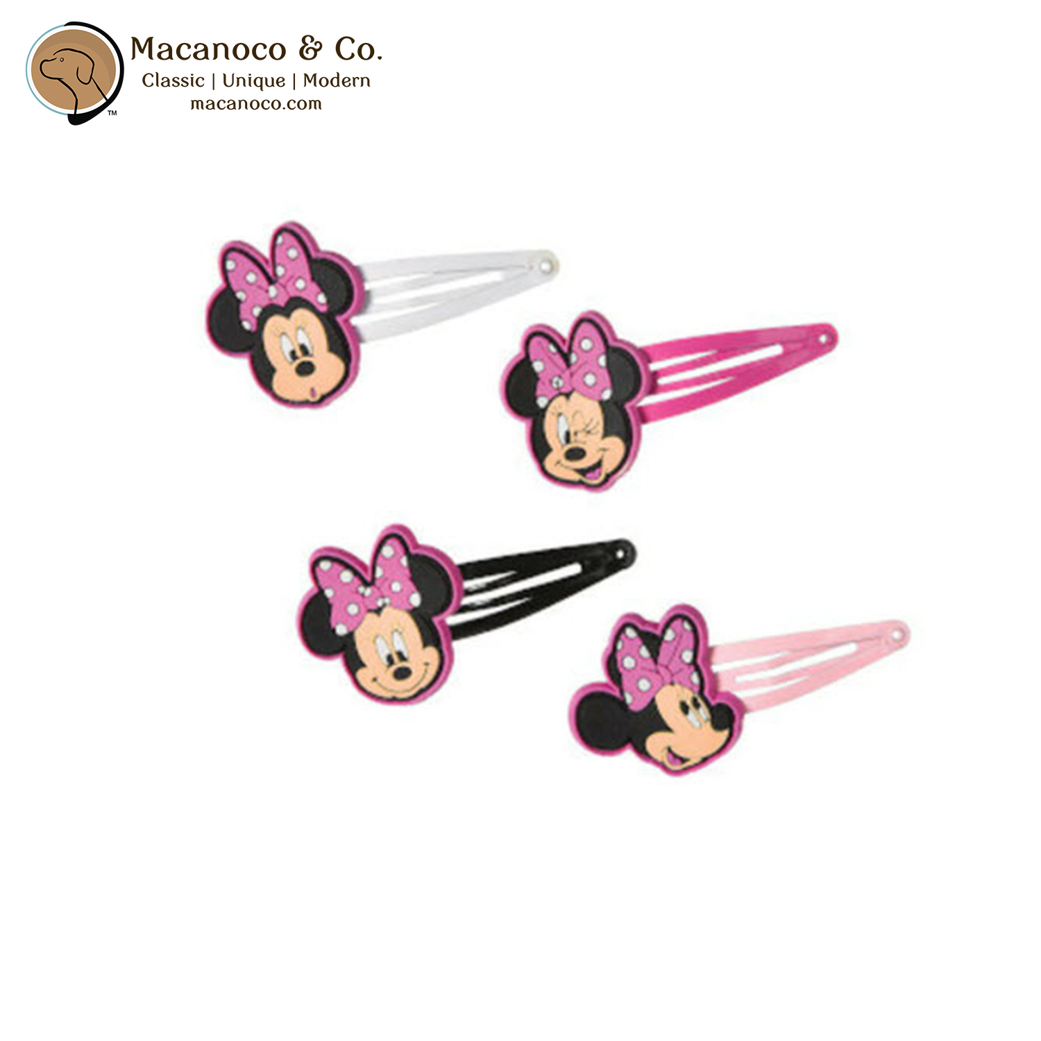 Lot 5 barrettes magiques et 2 clips, anti-glisse spécial cheveux bébé,  modèle Queen Minnie