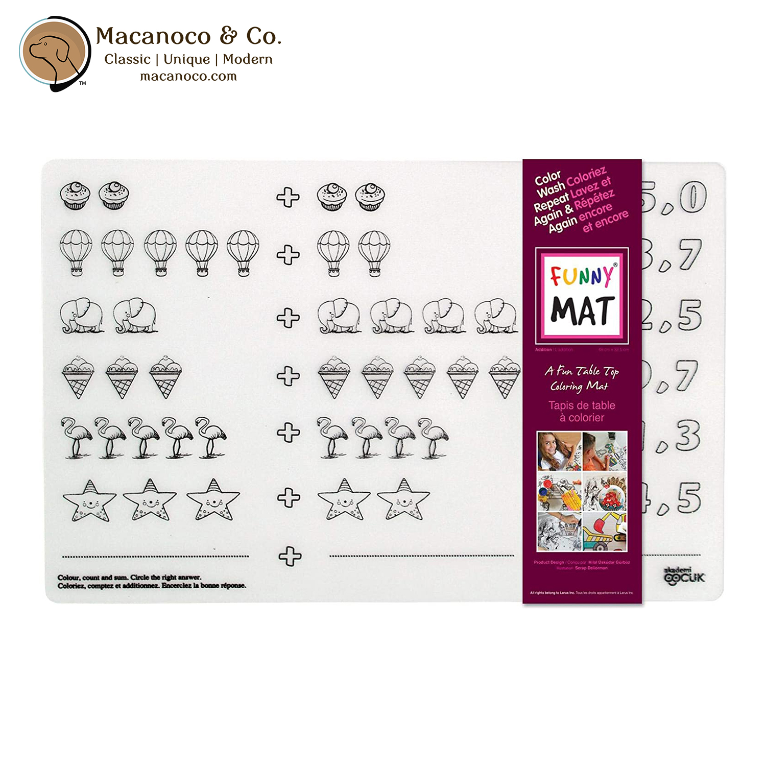 Funny Mat Table Top Coloring Mat - Addition - Macanoco and Co.