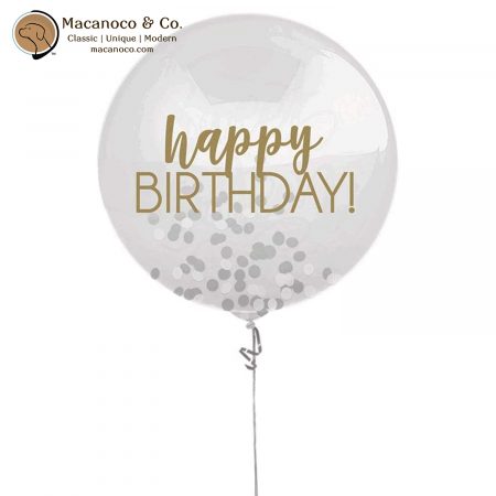 110645 Amscan Happy Birthday! 24-inch Jumbo Latex Silver Confetti Balloon 1