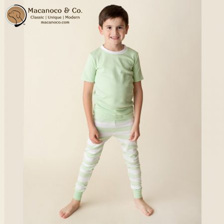 Stripe Reed Short Sleeve Pajama Pant Set Mint 1