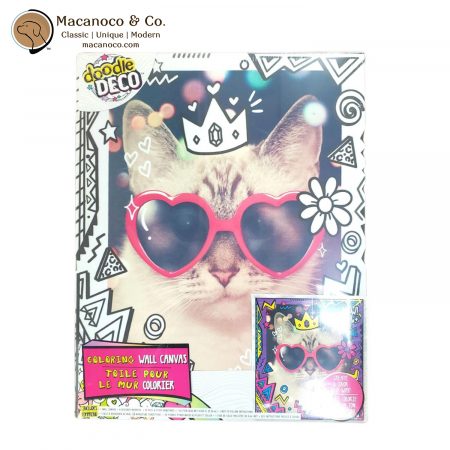 75305F Doodle Deco Coloring Wall Canvas Cat with Sunglasses