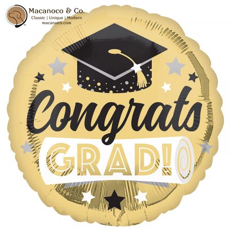 4421001 Anagram Congrats Grad Shiny Gold Mylar Party Foil Balloon 1