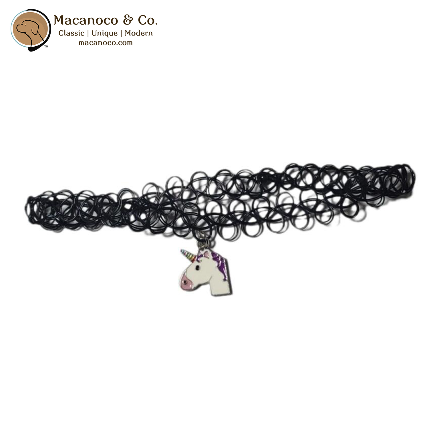 Top Trenz Unicorn Stretch Tattoo Choker Necklace - Black/Purple 