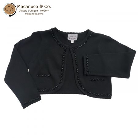 127-BLA Knitted Cardigan with Pearls Black