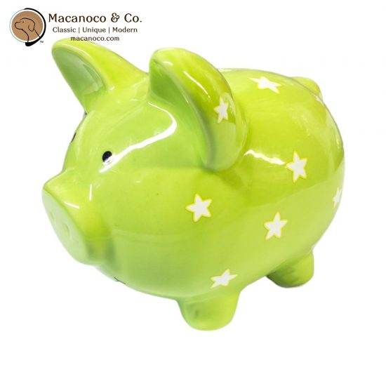01015 Corexa My First Bank Ceramic Piggy Green Stars 1