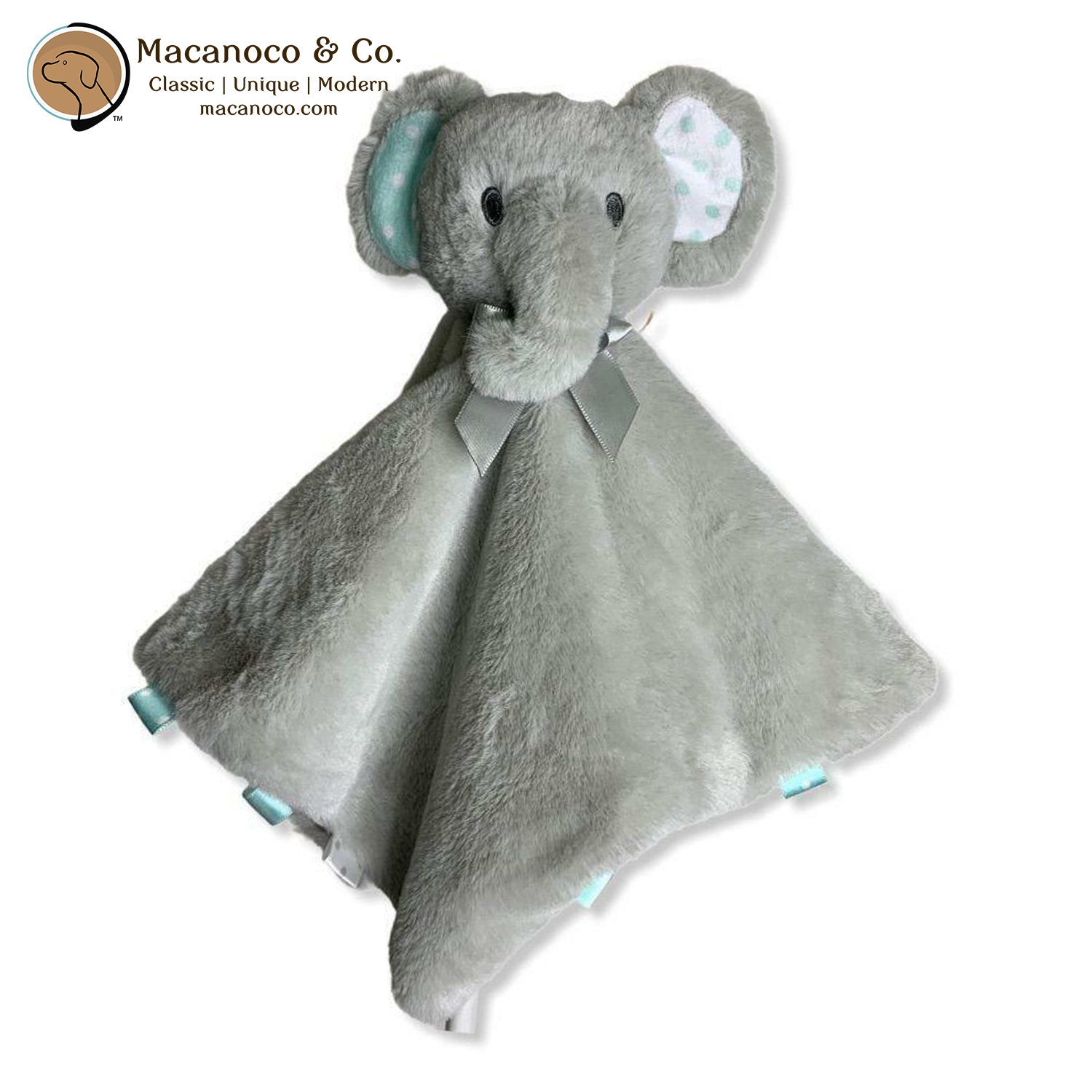 BY20-005BE Elephant Baby Blanket Ribbon Rattle 1