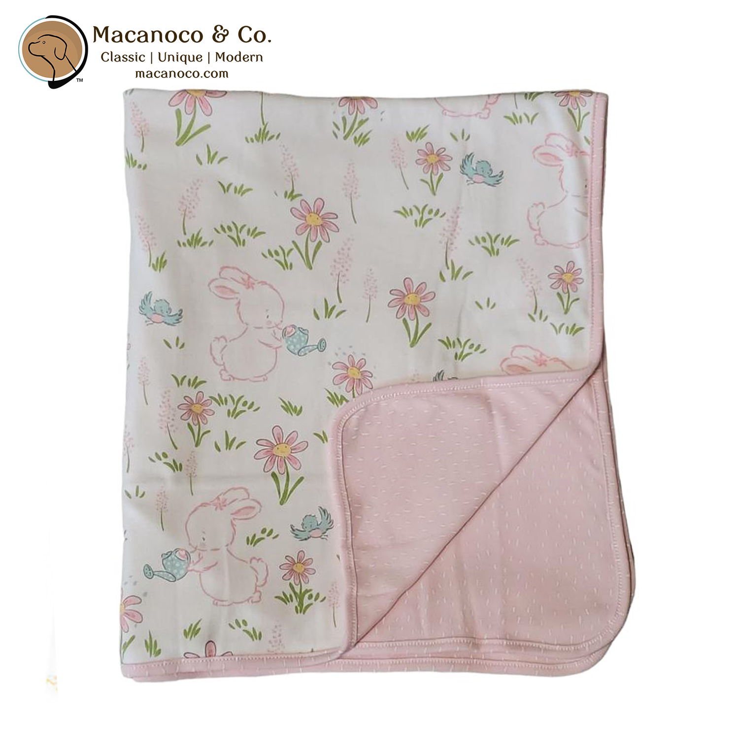 104307 Blossom Bunny Knit Receiving Blanket